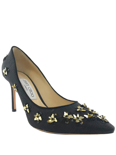 Jimmy Choo Romy Flower Raffia Pump Size 7.5-Consigned Designs