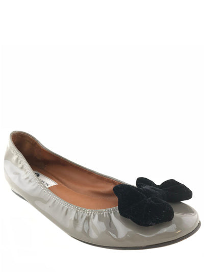 Lanvin Patent Leather Bow-Embellished Ballet Flats Size 8.5-Consigned Designs