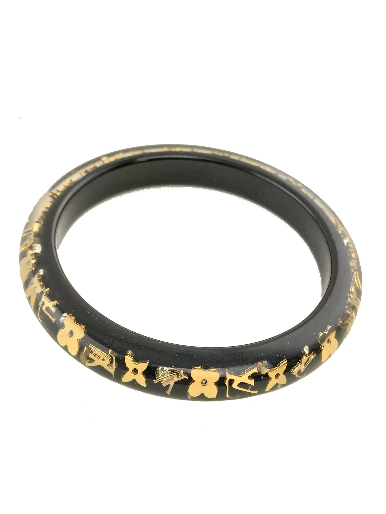 Louis Vuitton Clear and Gold Inclusion Thin Resin Bangle Bracelet