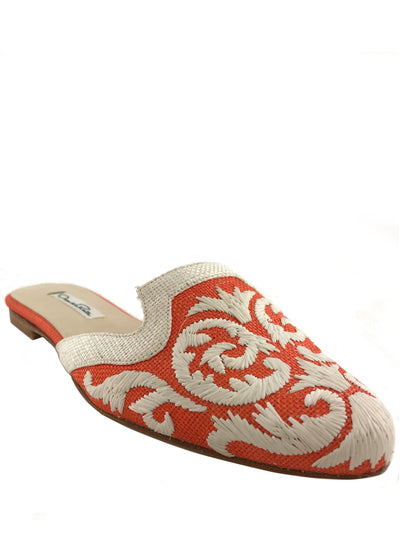 Oscar De La Renta Calista Raffia Slide Slippers Size 6-Consigned Designs