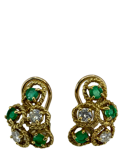 Temple St. Clair Emerald Diamond Gold Clip-On Earrings-Consigned Designs