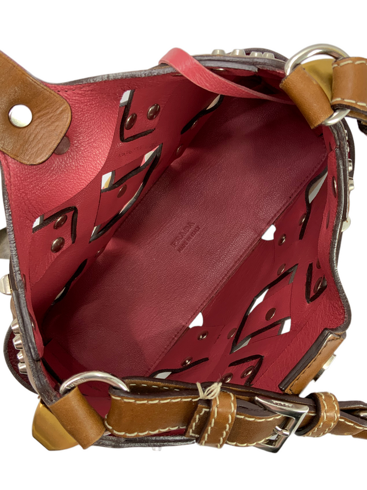 PRADA Leather Woven Studded Lattice Shoulder Bag - Consigned Designs