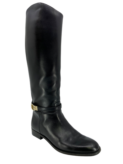 Gucci Leather Buckle Knee High Boots Size 7.5-Consigned Designs