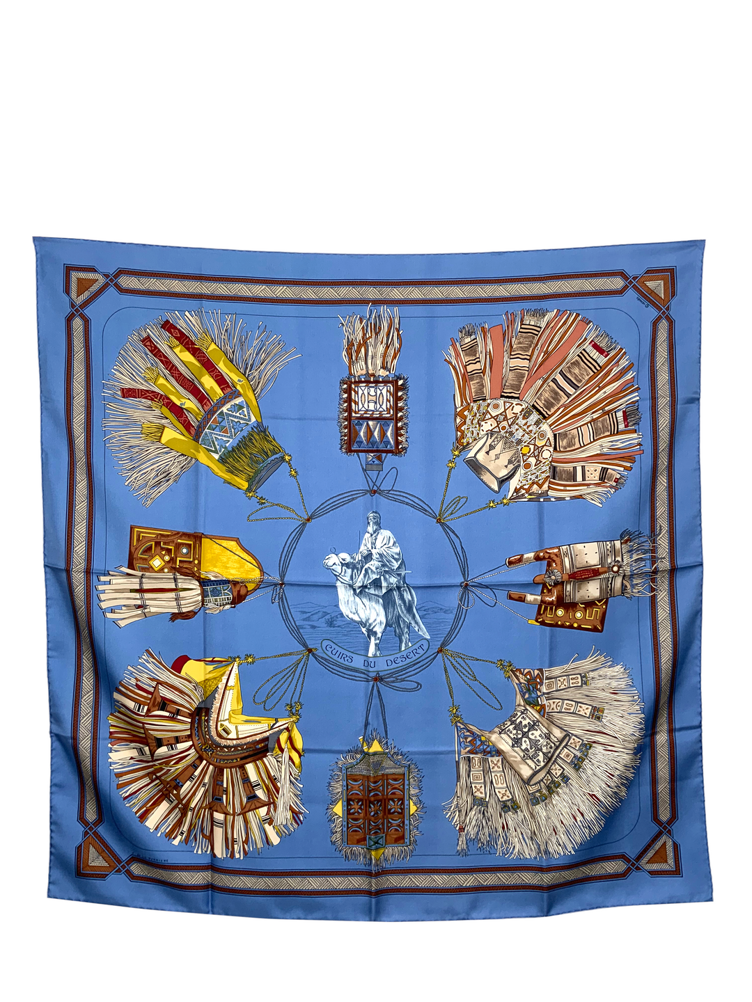 HERMES Cuirs du Desert Silk Scarf 90 - Consigned Designs