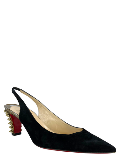 Christian Louboutin Suede Studded Heel Slingbacks Size 8.5-Consigned Designs