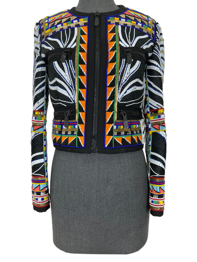 Emilio Pucci Beaded Tribal Cropped Jacket Size S-Consigned Designs