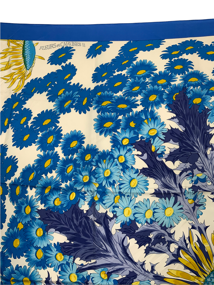 Hermes Fleurs et Carlines II Silk Scarf 90 - Consigned Designs