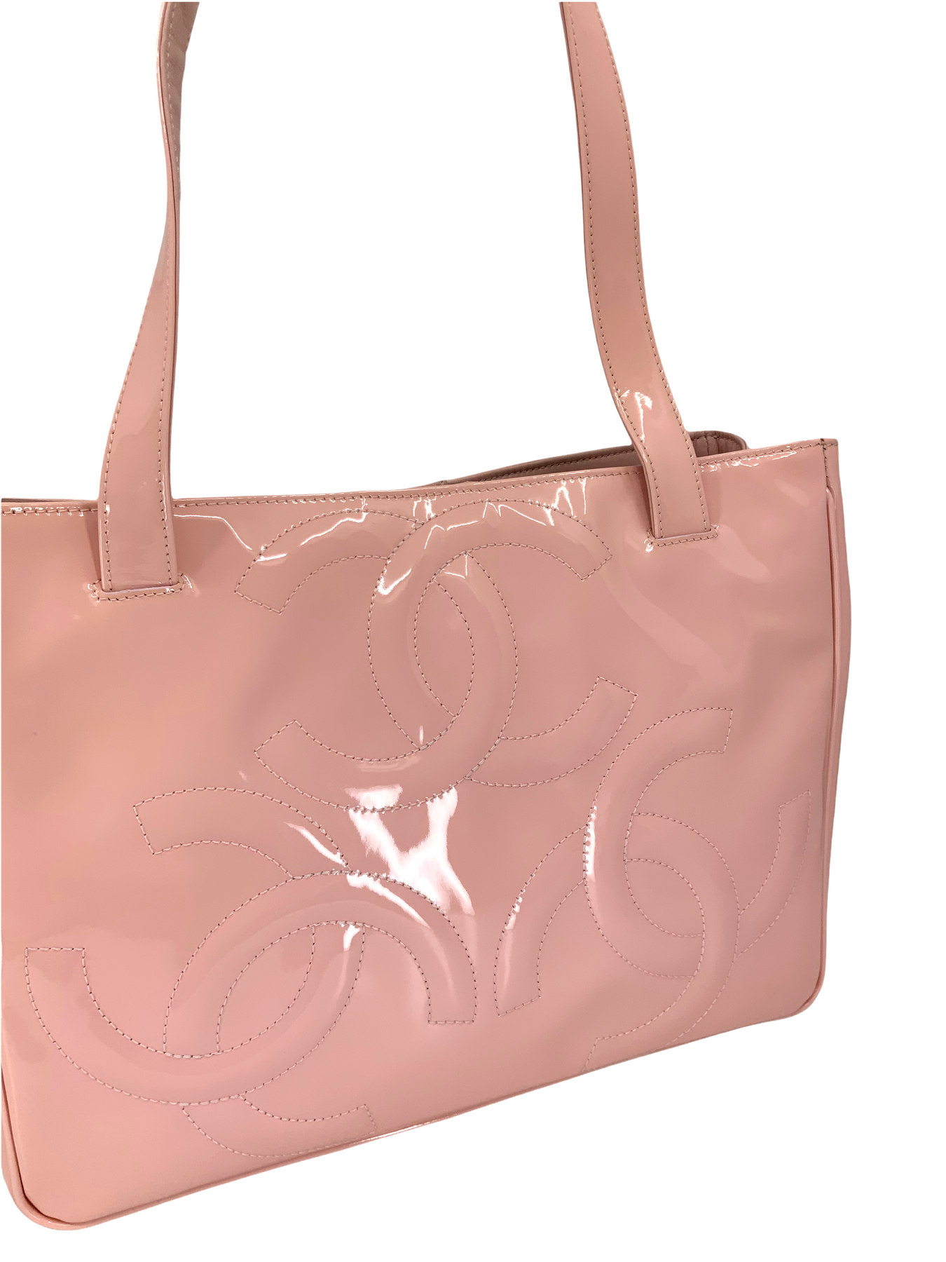 Chanel Light Pink PVC and Patent Leather Medium Triple CC Tote Chanel