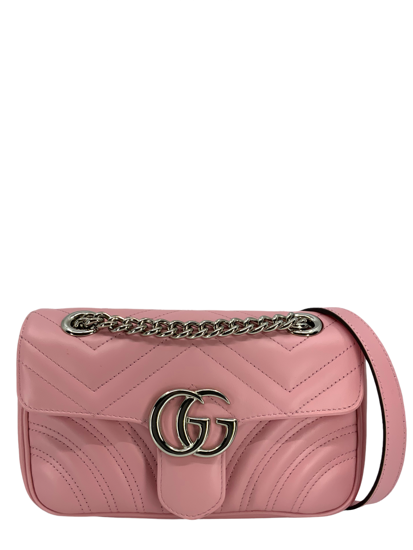 Gucci Marmont Top Handle Bag GG Mini Pastel Pink in Matelasse