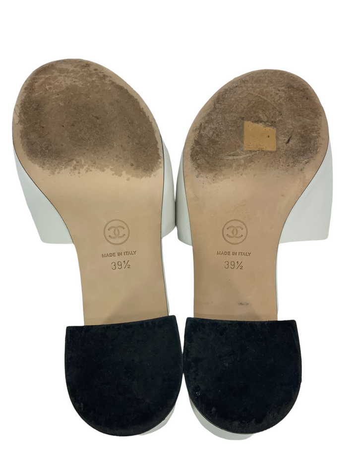 CHANEL Lambskin Beaded CC Mule Sandals Size 9.5 - Consigned