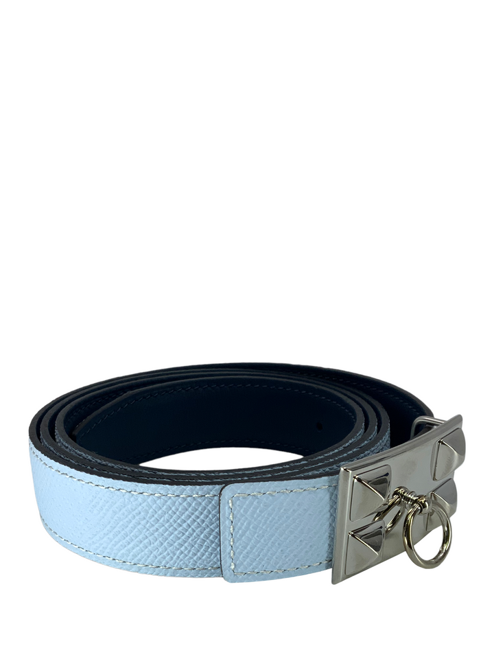 HERMES ベルト Hermès Belt: 90cm Black Leather with Silver Buckle