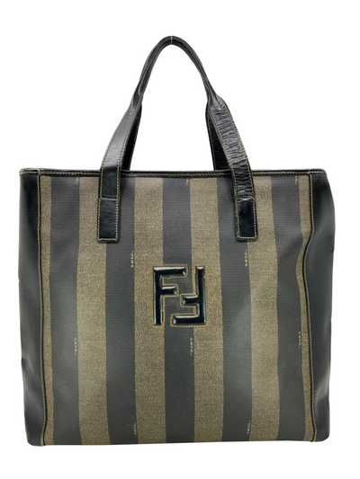 FENDI Vintage Pequin Striped Canvas Tote Bag-Consigned Designs