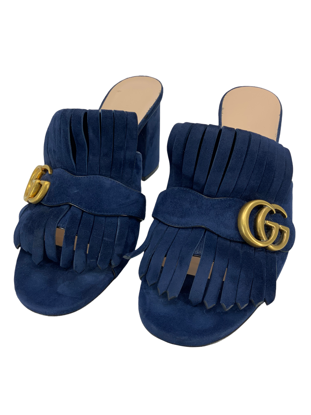 Gucci Marmont GG Suede Fringe Mules Size 10 - Consigned Designs