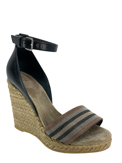 Brunello Cucinelli Monili Beaded Espadrille Wedge Sandals Size 6.5-Consigned Designs