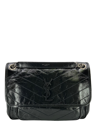 SAINT LAURENT Crinkled Calfskin Monogram Niki Medium Chain Bag NEW-Consigned Designs