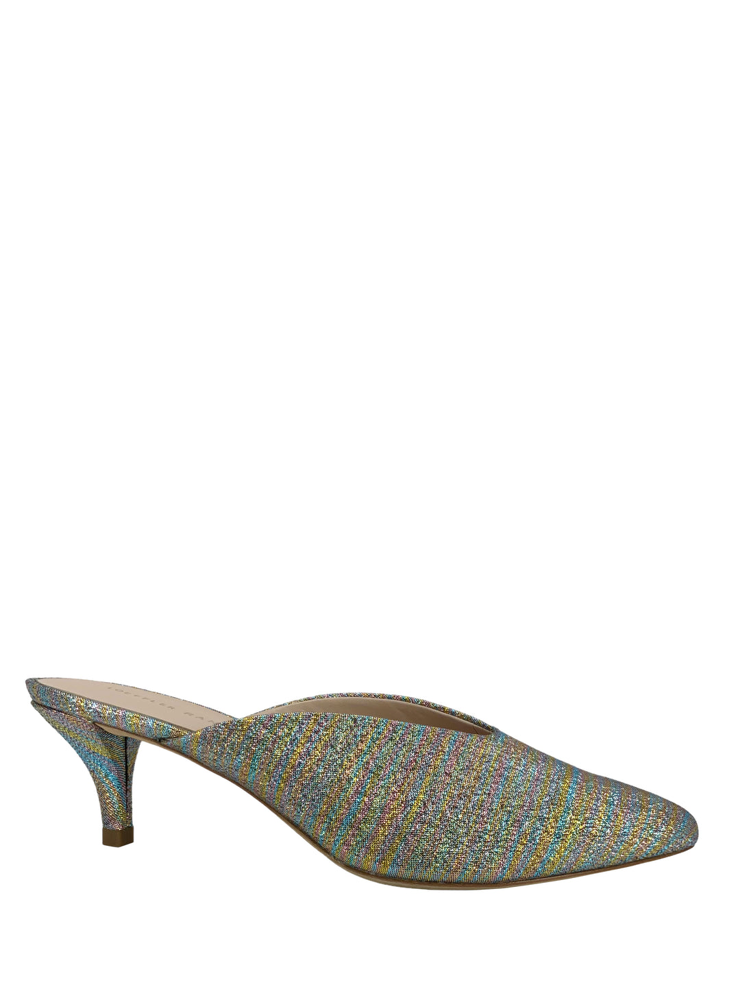 Loeffler Randall Juno Metallic Kitten Heel Mule Slide Size 7.5
