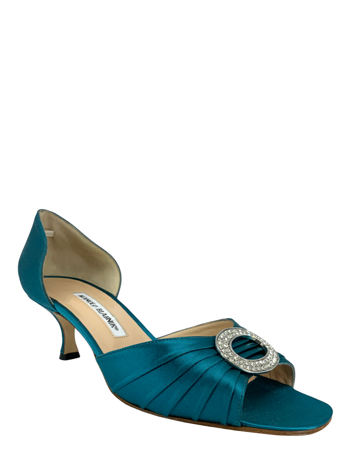 Manolo Blahnik Sedaraby Embellished Satin d'Orsay Pumps Size 10.5 Manolo Blahnik Sedaraby Embellished Satin d'Orsay Pumps Size 10.5