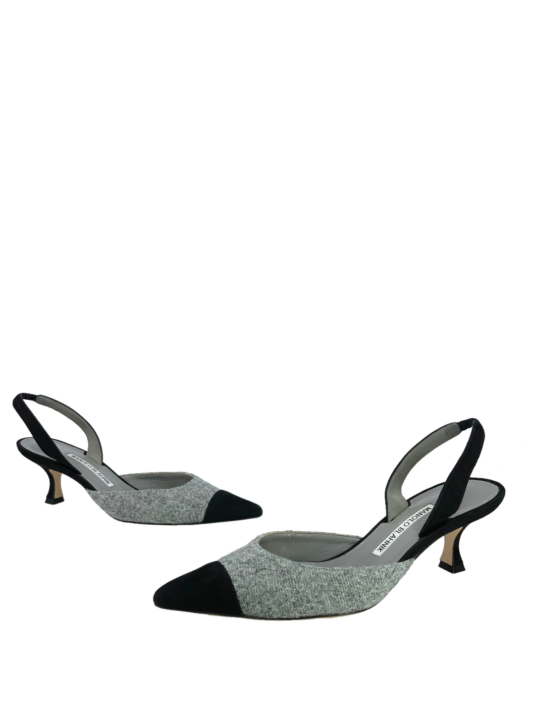Manolo Blahnik Tweed Carolyne Slingbacks Size 8 - Consigned
