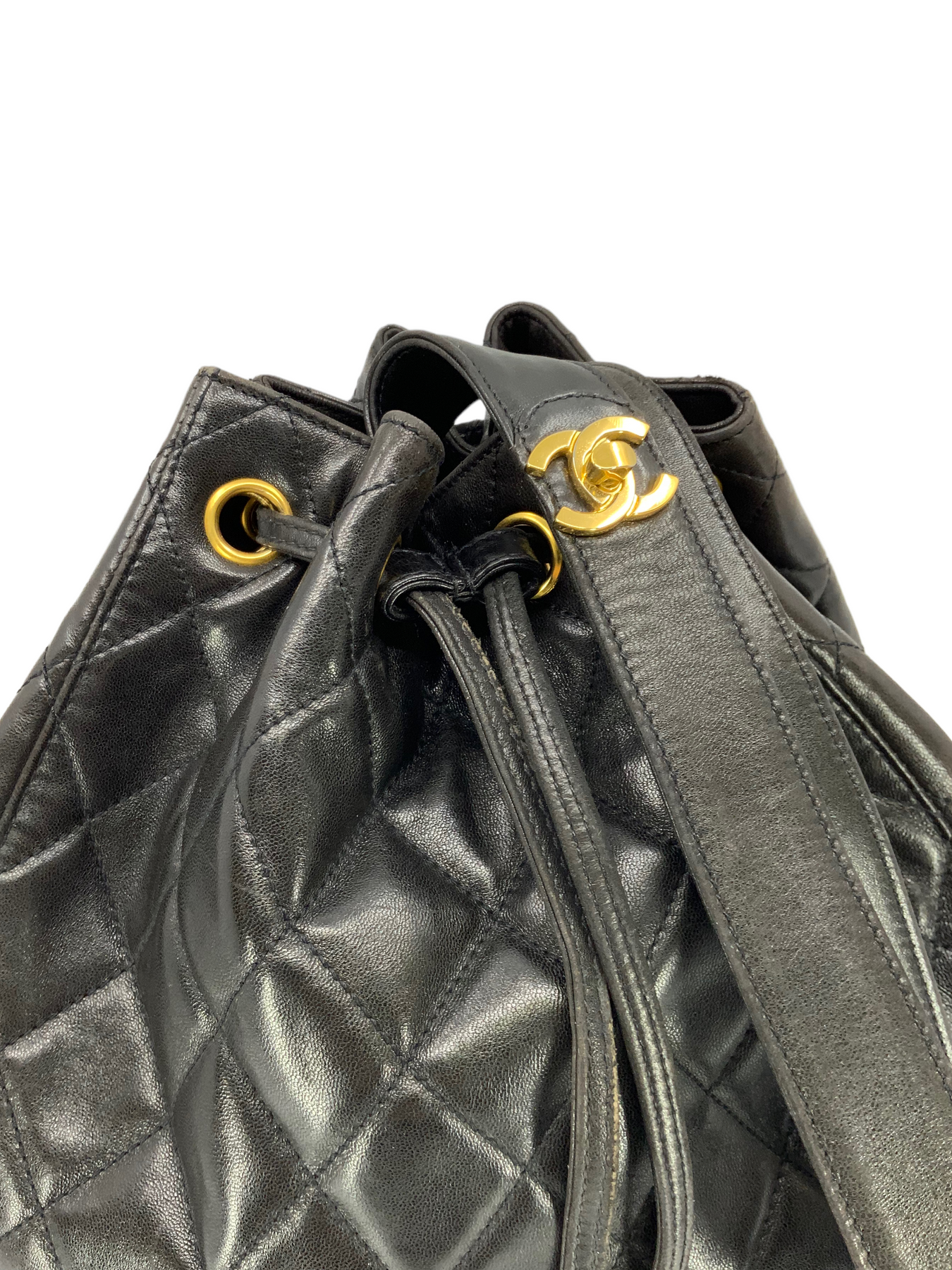 Chanel Vintage Drawstring Bucket Bag Quilted Lambskin Mini