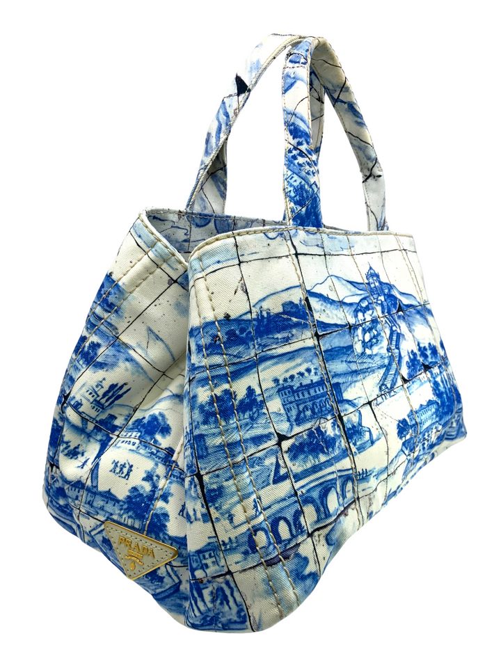 PRADA Canapa Azulejos Large Tote Bag - Consigned Designs