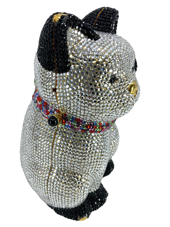 Judith Leiber Swarovski Crystal Maneki Neko Lucky Cat Minaudiere