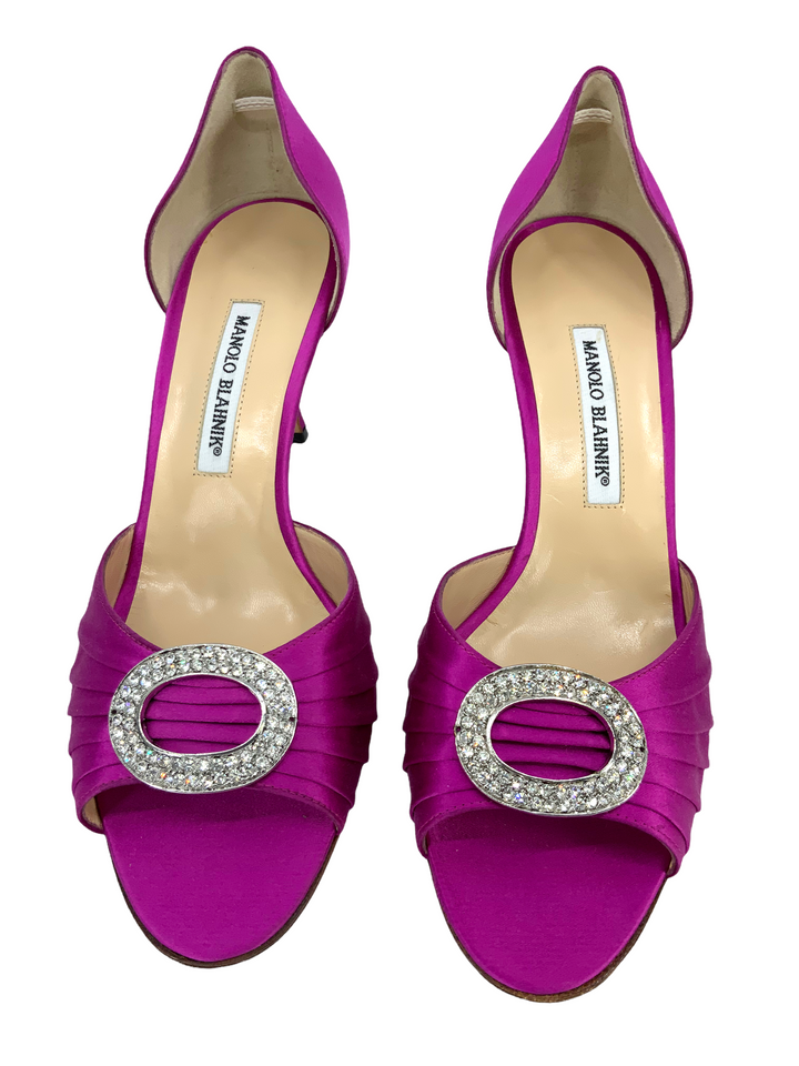 Manolo Blahnik Sedaraby Embellished Satin d'Orsay Pumps Size 10.5 Manolo Blahnik Sedaraby Embellished Satin d'Orsay Pumps Size 10.5