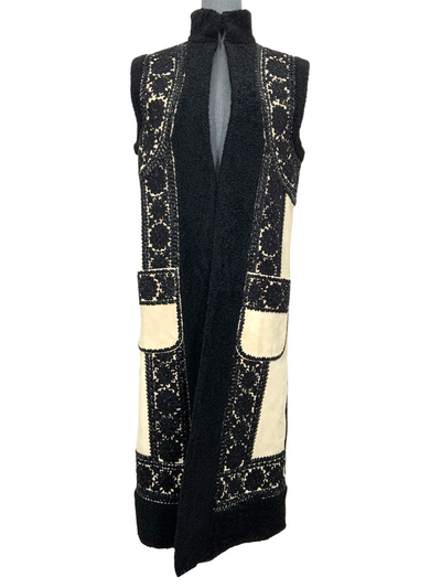 VALENTINO Embroidered Shearling Long Vest Size S-Consigned Designs
