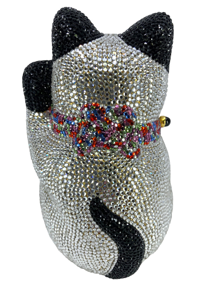 Judith Leiber Swarovski Crystal Maneki Neko Lucky Cat Minaudiere