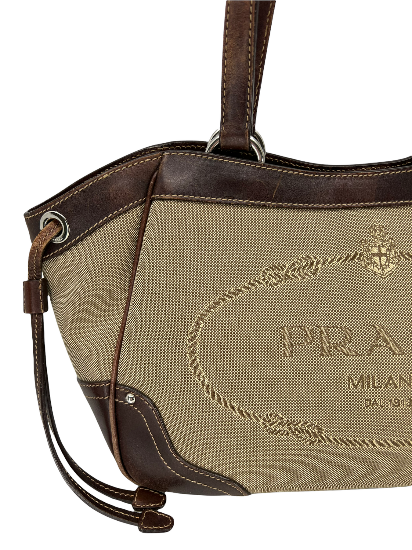 Prada Canapa Logo Canvas Tote Bag (SHG-30601) – LuxeDH