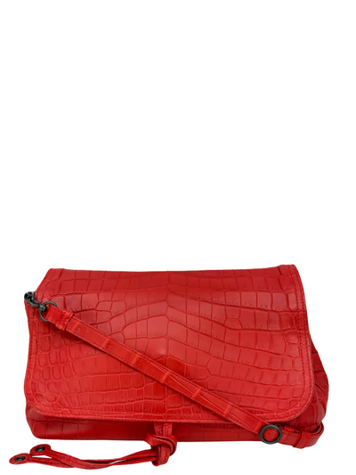 Bottega Veneta Crocodile Large Flap Bag with Shoulder Strap-Consigned Designs