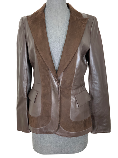 VALENTINO Lambskin Leather and Suede Jacket Size M-Consigned Designs