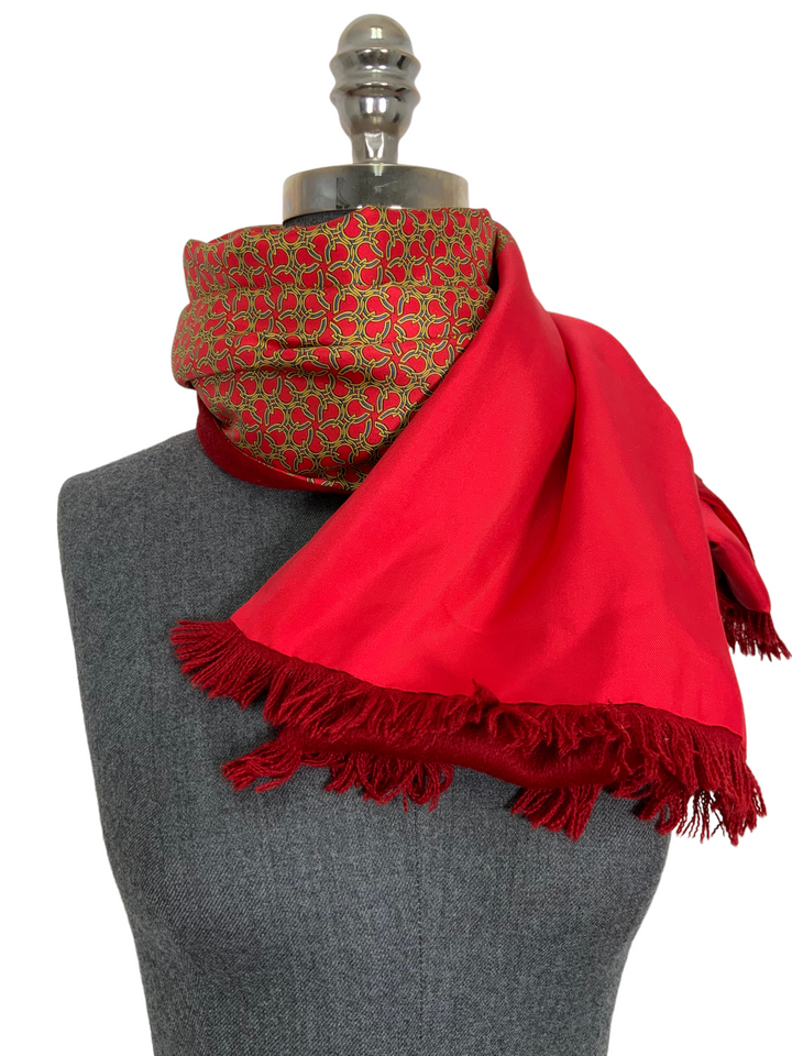 HERMES Silk and Angora Horseshoe Printed Scarf - Consigned