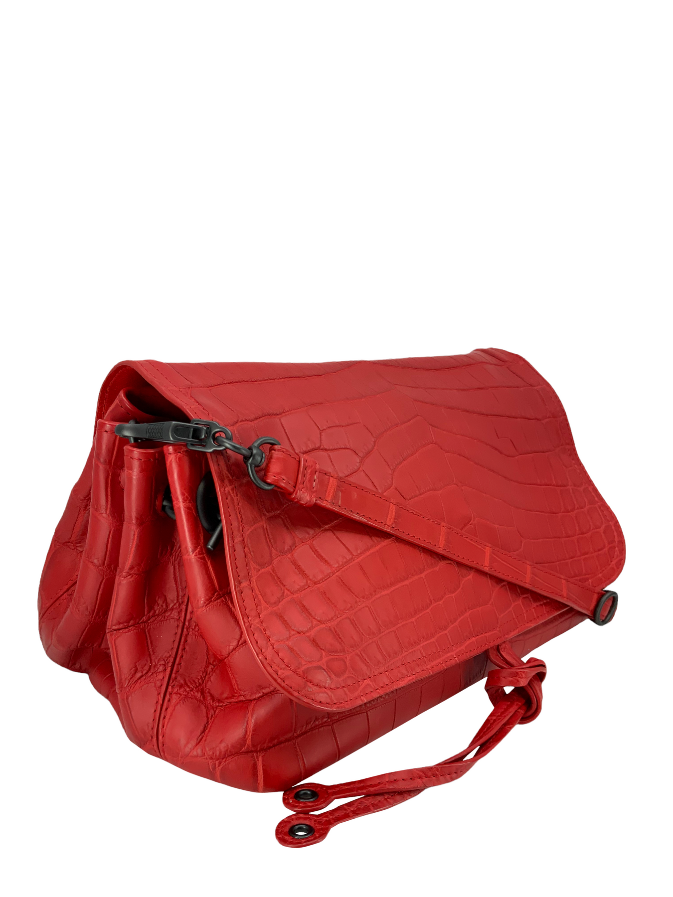 Bottega Veneta Crocodile Large Flap Bag with Shoulder Strap