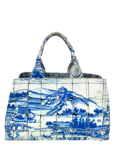 PRADA Canapa Azulejos Large Tote Bag-Consigned Designs