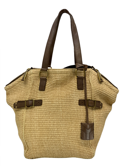 Yves Saint Laurent Raffia Downtown Straw Tote Bag-Consigned Designs