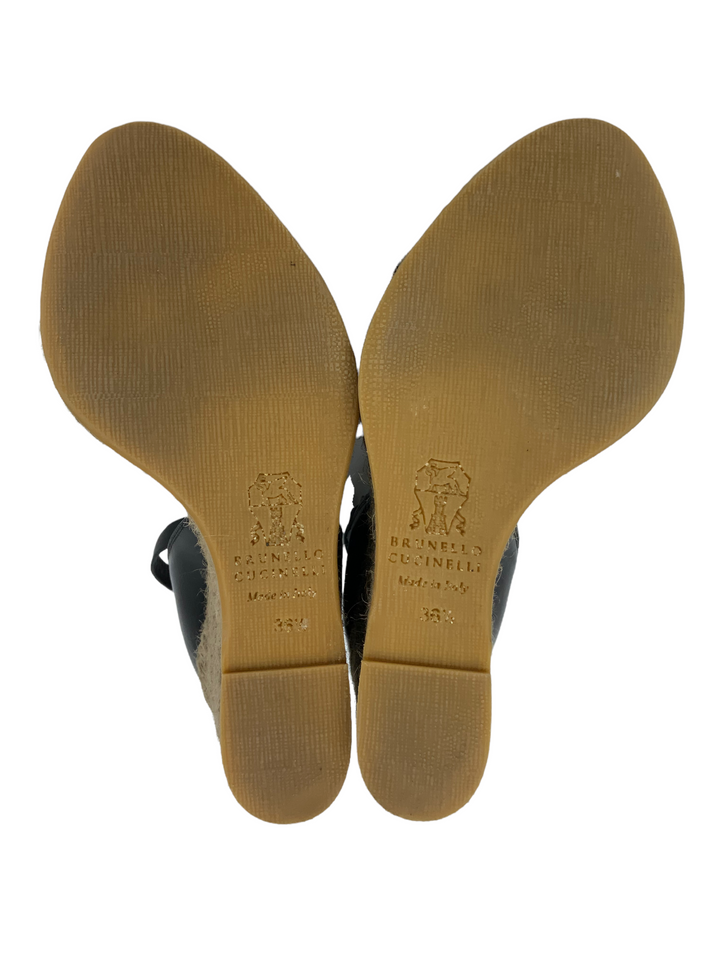【送料&関税込】Brunello Cucinelli Essence Precious Bands Sm Brunello Cucinelli Monili Beaded Espadrille Wedge Sandals