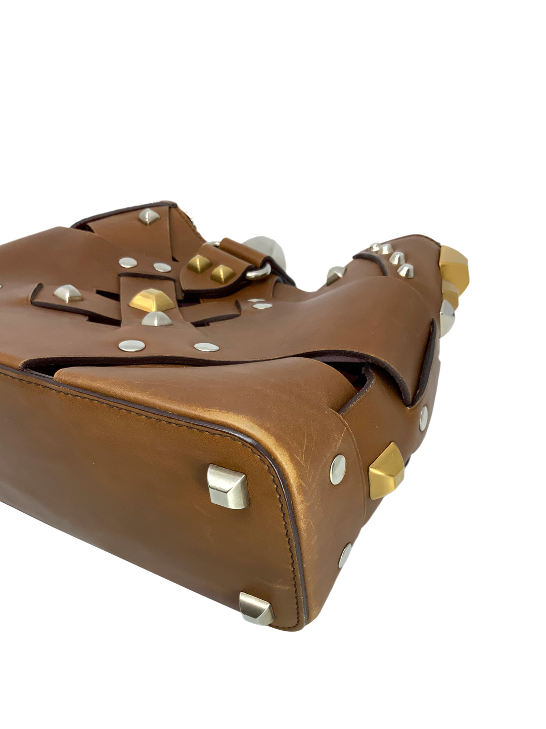 PRADA Leather Woven Studded Lattice Shoulder Bag - Consigned Designs