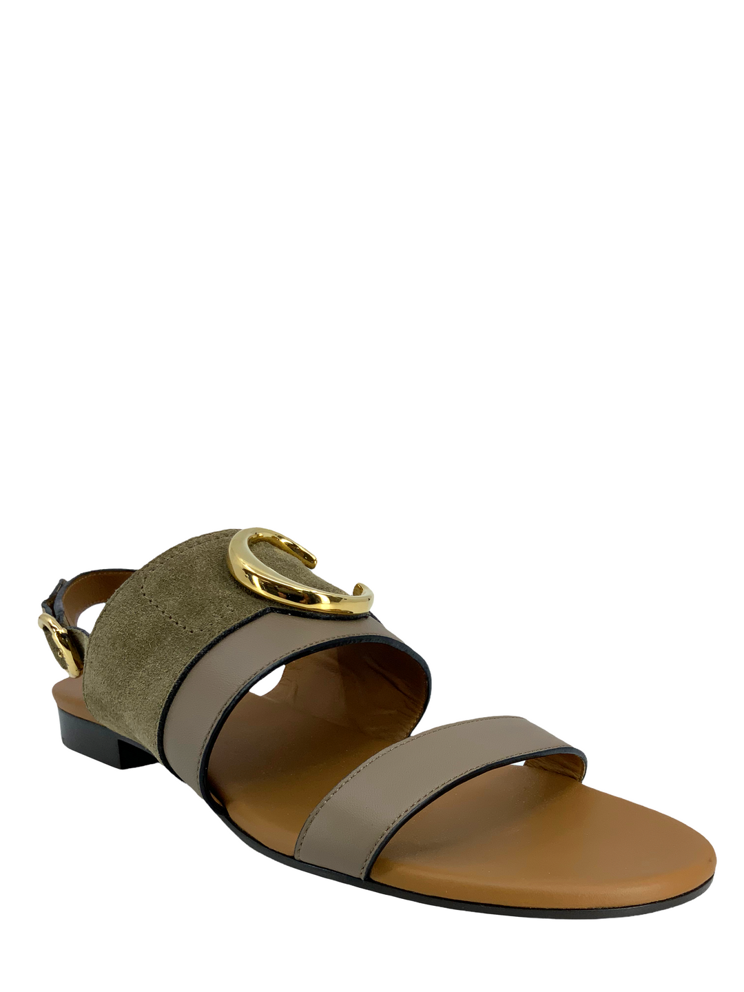【関税＆送料込み】ChloAC Sandals & Slides Chloe C Logo Suede and Leather Sandals 8 - Consigned Designs