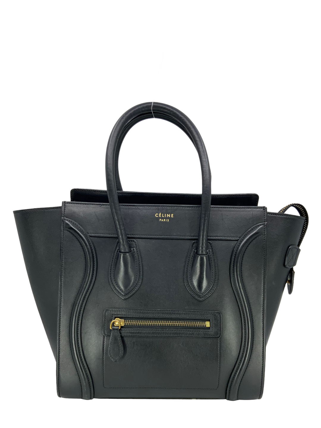 CELINE黒　M Celine Micro Luggage Calfskin Tote Bag - Consigned Designs