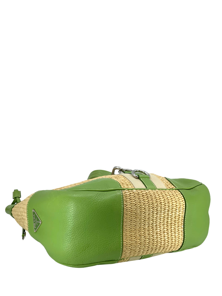 PRADA Straw and Leather Shoulder Bag - Consigned Designs
