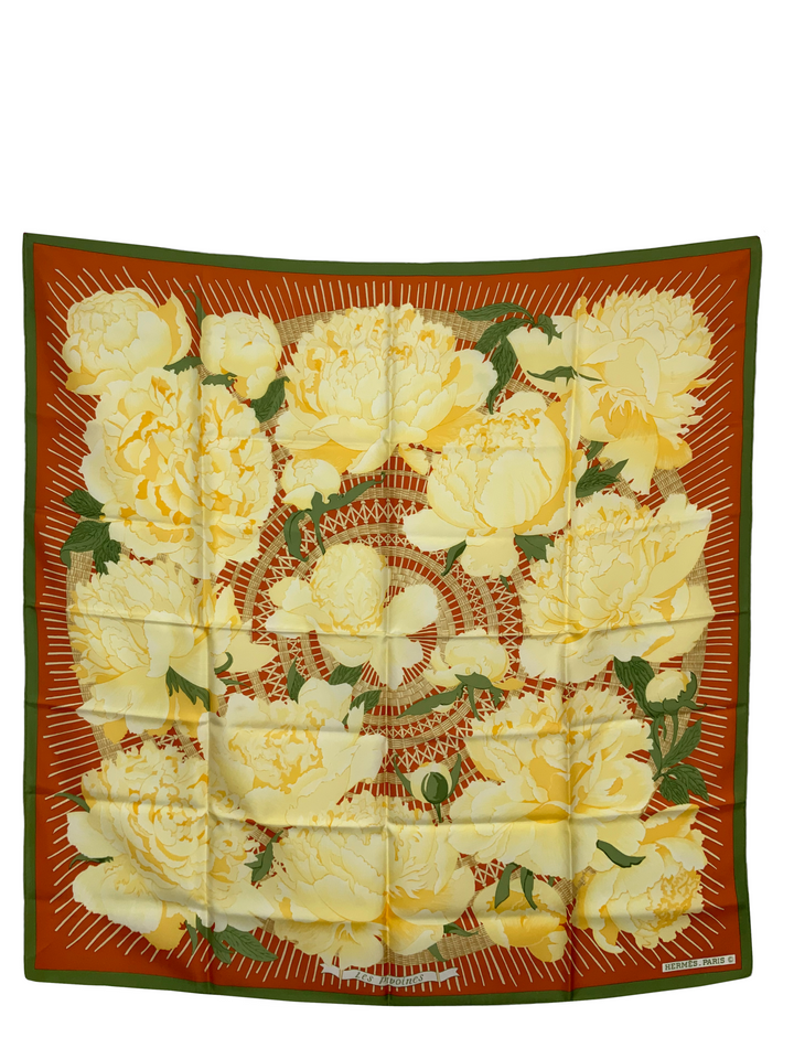 HERMES Les Pivoines Silk Scarf 90 - Consigned Designs