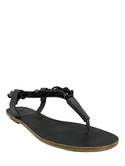 Brunello Cucinelli Beaded T-Strap Sandals Size 7-Consigned Designs