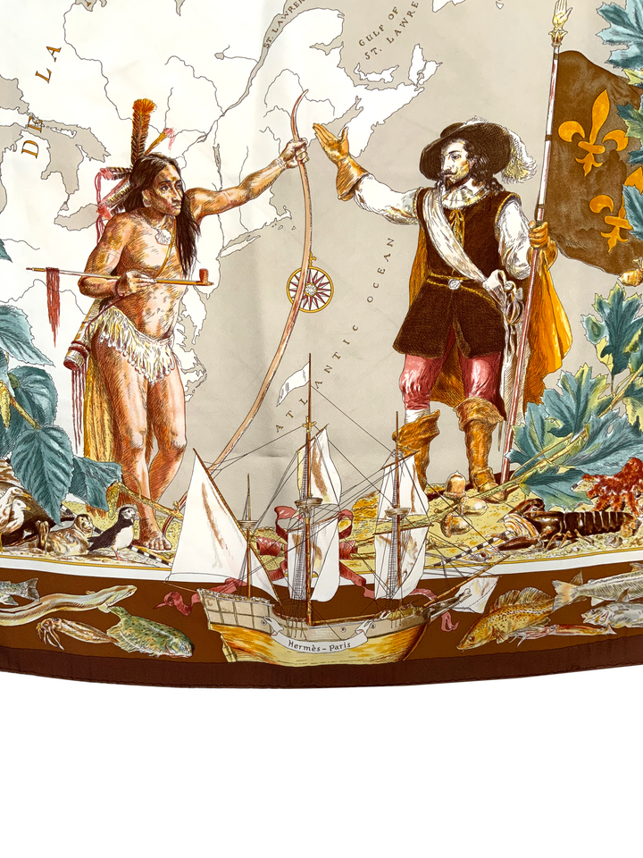 Hermes Samuel De Champlain Le Canada Silk Scarf 90 - Consigned Designs