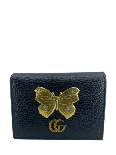 GUCCI Leather GG Marmont Butterfly Compact Wallet-Consigned Designs