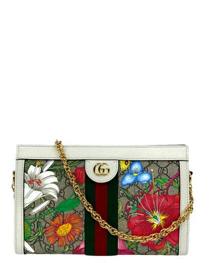 GUCCI GG Supreme Monogram Flora Web Small Ophidia Chain Shoulder Bag NEW-Consigned Designs