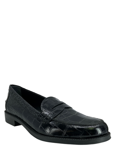 TOD'S Crocodile Embossed Leather Loafers Size 7-Consigned Designs