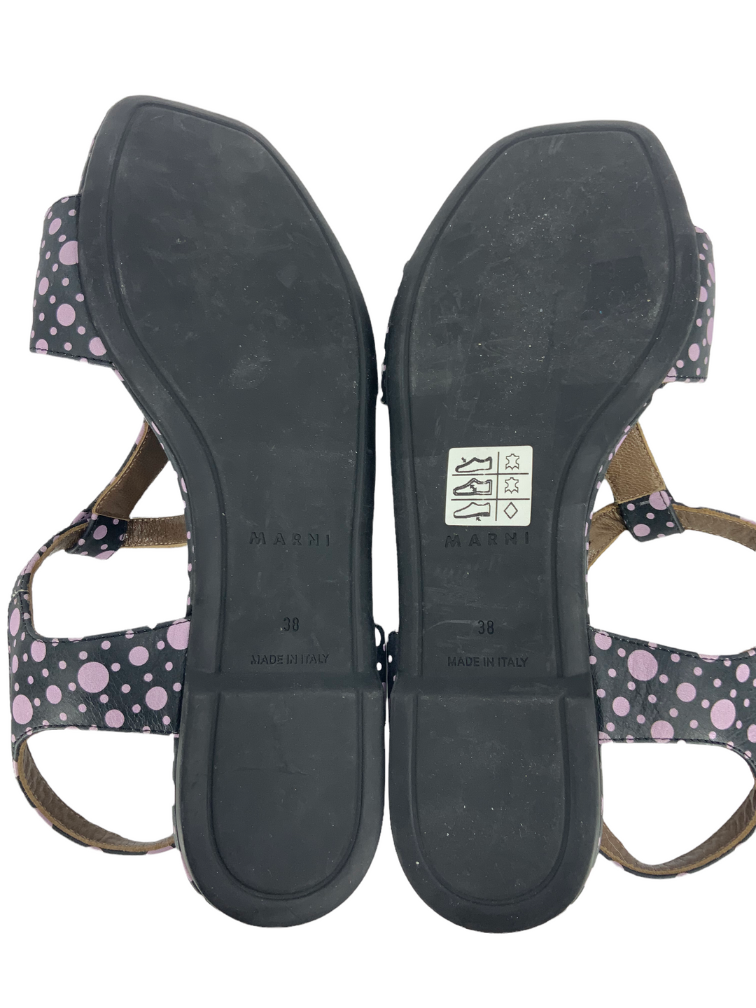 マルニ コットンPolka Dotフ―ディー ブラック MARNI Polka Dot T-Strap Flat Sandals Size 8.5 - Consigned