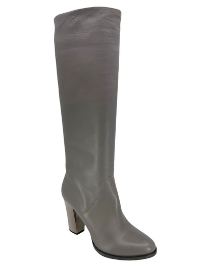 Jimmy Choo Leather Metal Heel Knee-Hight Boots Size 7.5-Consigned Designs
