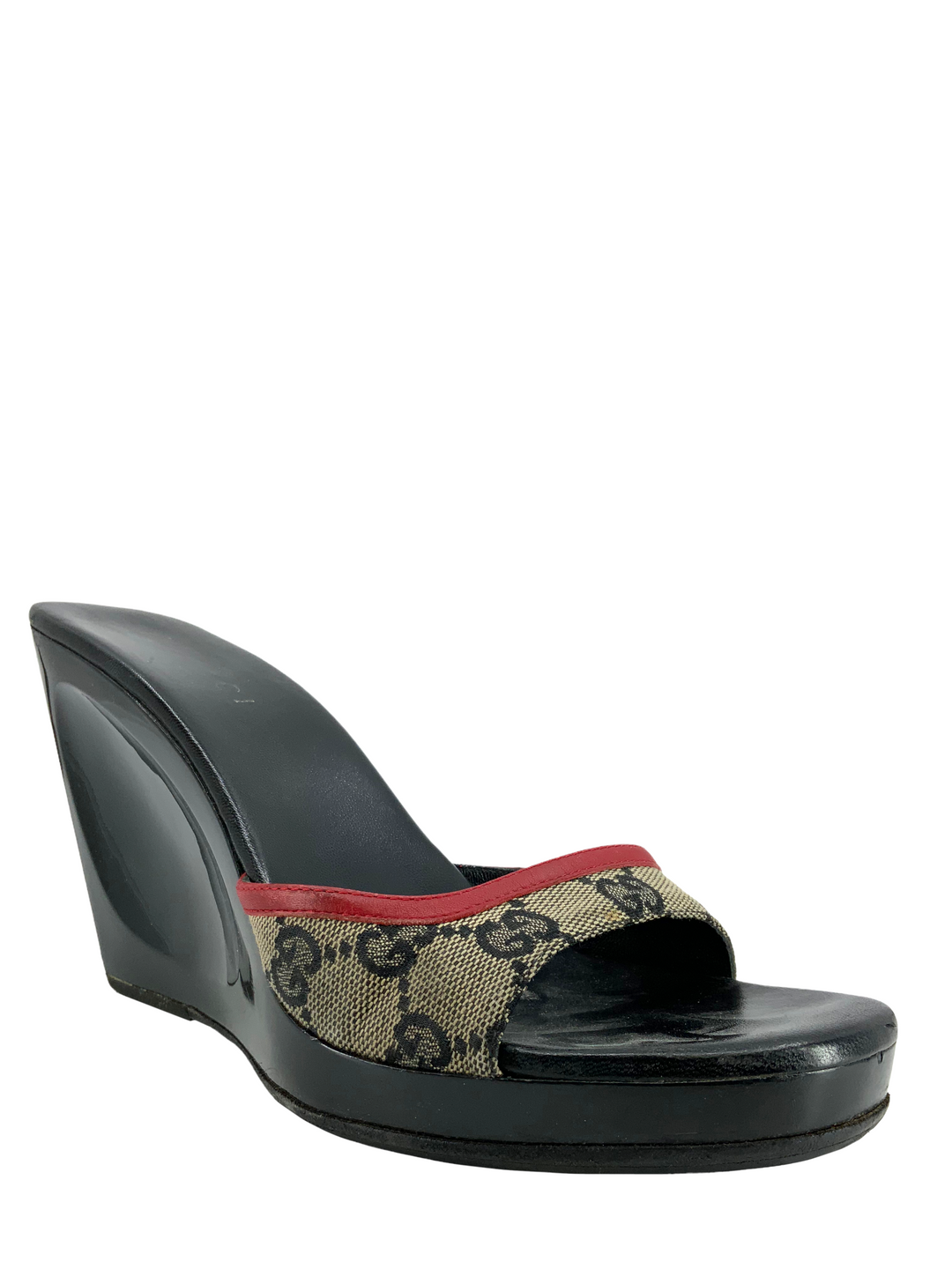 Gucci Monogram Canvas Wedges Size 8 - Consigned Designs