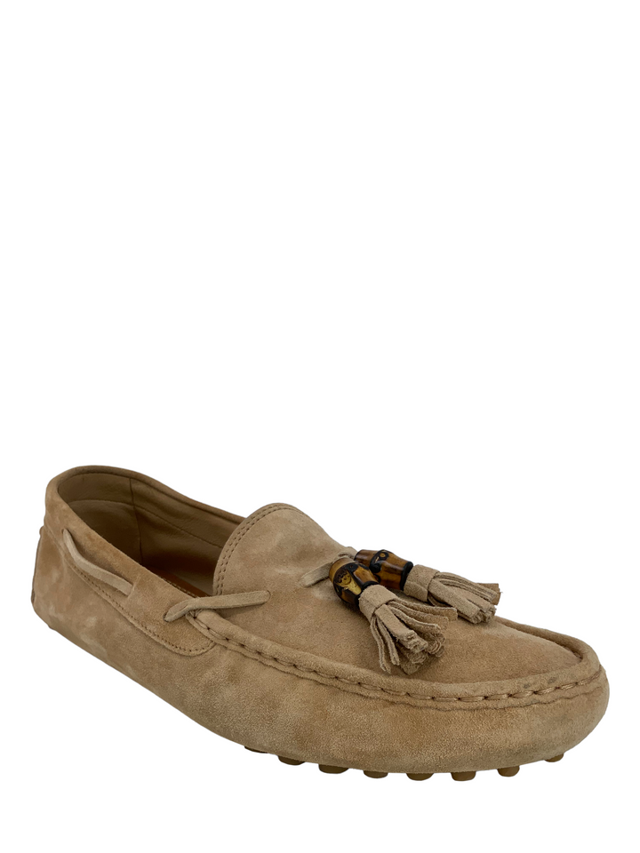 Gucci Suede Bamboo Tassel Driving Loafers Size 7.5 - Consigned Designs